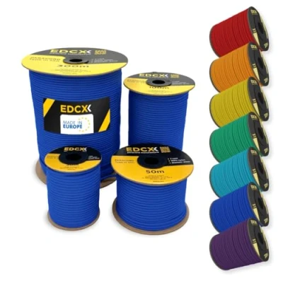 Afbeelding van EDCX nylon paracord 4 mm 550 30 m type III, touw 100% nylon, 7 draads touw, in effen kleuren (blauw, m)