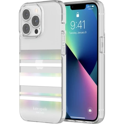 Afbeelding van Kate Spade New York Beschermende Hardshell Case voor iPhone 13 Pro Park Stripe/White/Iridescent/Clear