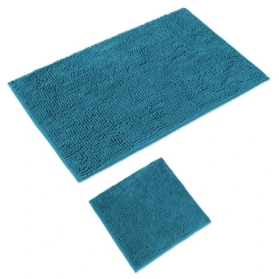 Afbeelding van WohnDirect Badmatten, 2 stuks, petrol wc mat (45 x 45 cm), badmat (70 120 cm) badkamermat antislip wasbaar zonder uitsparing