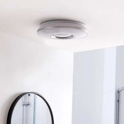 Afbeelding van Lindby LED plafondlamp 1licht Metaal, kunststof H: 8 cm zilver, wit Inclusief lichtbron