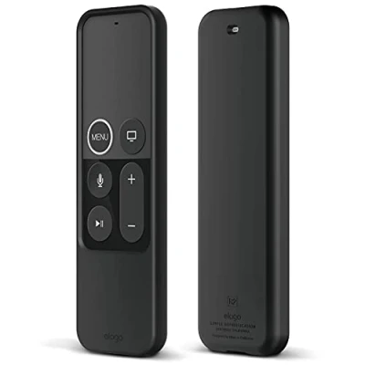 Afbeelding van elago R2 Slim beschermhoes compatibel met Apple TV 4K Siri Remote, siliconen beschermhoes, ultradun en licht design (zwart)