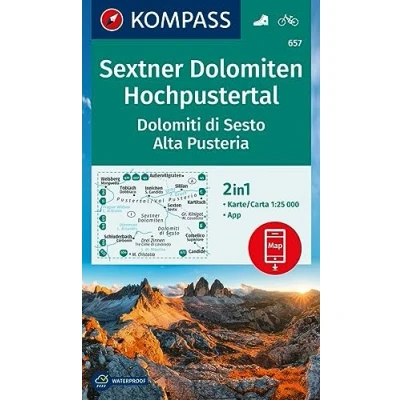 Afbeelding van KOMPASS Wanderkarte 657 Sextner Dolomiten, Hochpustertal / Dolomiti di Sesto, Alta Pusteria 1:25.000