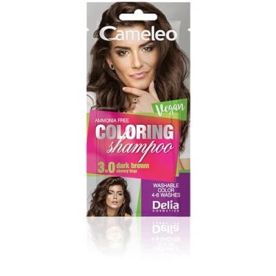 Afbeelding van Cameleo Gekleurde Shampoo Donkerbruin Snelle en eenvoudige verfrissing van de kleuren &quot;kleur in kleur&quot; Zonder ammoniak oxidatiemiddelen zak 40 ml