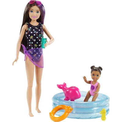 Afbeelding van Barbie Skipper Babysitter Speelset Zwembad &amp; kleuter
