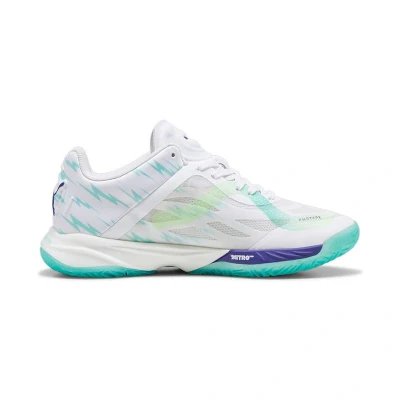 Afbeelding van Puma Accelerate Nitro SQD W+ Handbalschoenen, Dames, Maat: 40, White/electric peppermint/fizzy apple Textiel/ synthetisch