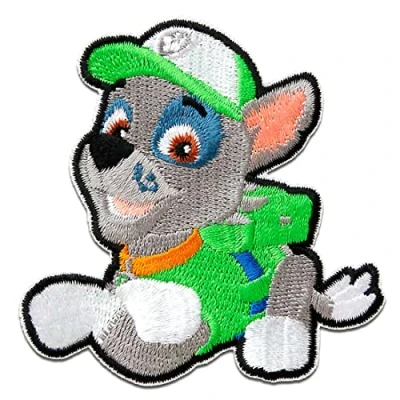 Afbeelding van Patches &quot;Paw Patrol La Paw Rocky&quot; groen 7 x 6,4 cm ook zelfklevend © Spin Master patch om op te strijken