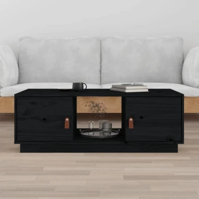 Afbeelding van Salontafel 100x50x35 cm massief grenenhout zwart