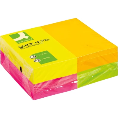 Afbeelding van Q CONNECT Quick Notes, ft 76 x 127 mm, 80 vel, pak van 12 blokken in 4 neonkleuren memoblok
