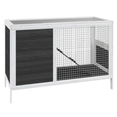 Afbeelding van Konijnenhok 103X44X69,5 Cm Massief Grenenhout Grijs
