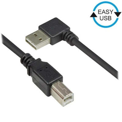 Afbeelding van Easy USB haaks naar B kabel USB2.0 tot 0,5A / zwart 1 meter