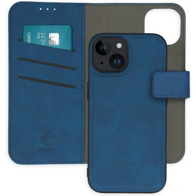 Afbeelding van iMoshion Hoesje Geschikt voor iPhone 15 Met Pasjeshouder Uitneembare 2 in 1 Luxe Bookcase Blauw
