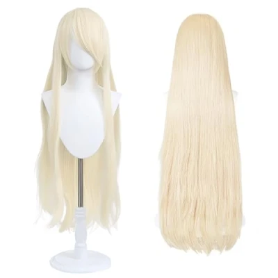 Afbeelding van 100 cm cosplay pruik, universele pruik voor feest, dagelijks gebruik, festival en Halloween, ideaal tv, film personages (lichtblond)