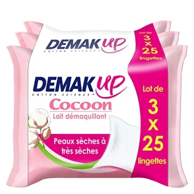 Afbeelding van Demak&#039;Up Cocoon Make up reinigingsdoekjes gezicht en ogen droge tot zeer huid 3 x 25