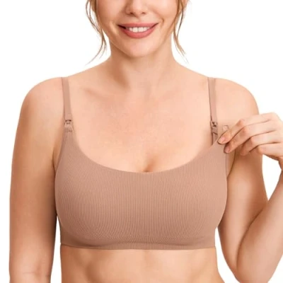 Afbeelding van MOMANDA Borstvoedingsbeha voor dames, naadloos, sport, moederschap, gevoerd, bralette, Beige grind