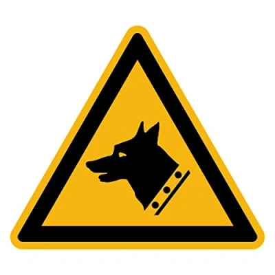 Image de Autocollant Danger Warning Avertissement NF ISO7010 Sticker Adhésif Signalétique Triangulaire Laminé Plastifié Résistant à l&#039;eau et aux UV Chien de Garde 20x20 cm