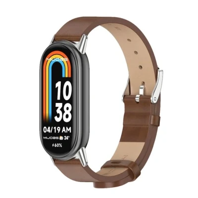 Afbeelding van PU leren bandje Bruin Xiaomi Smart band 8 Kunstleer