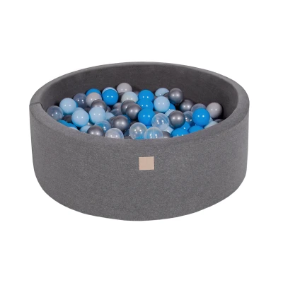 Afbeelding van Katoenen Ballenbak in Donkergrijze Kleur Ballenbakje België Blauw/Transparant/Baby Blauw/Zilver/Grijs