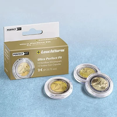 Afbeelding van Leuchtturm Leuchtturm, Muntcapsules, Rond voor Munten Ø 32,6 mm. Ultra Perfect FIT, zonder griprand Transparant per 10 st.