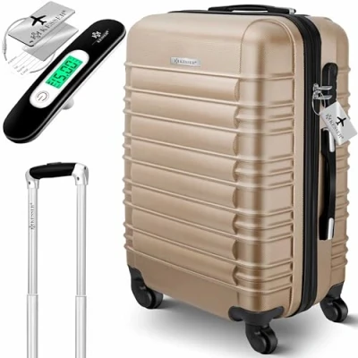 Afbeelding van KESSER® 1x Koffer Incl. Bagageweger + Bagagelabel Reiskoffer met 4 Wielen en Cijferslot, ABS Hardcase, Telescopisch handvat Trolley Bagagerolkoffer 66cm 84L, Antraciet