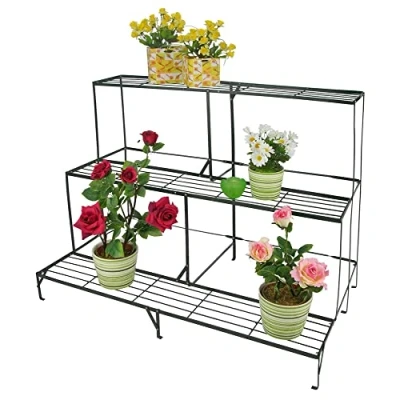 Afbeelding van Plantentrap met 3 niveaus, 100 x 60 75 cm, metaal, groen