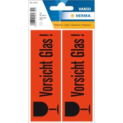 Image de Herma hinweisetiketten vorsicht glas, 39 x 118 mm 5739