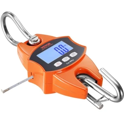 Afbeelding van VEVOR Digitale hangweegschaal, 0,15 tot 400 kg, trekweegschaal, nauwkeurigheid 0,05 industriële weegschaal, lcd display, draagbare mini weegschaal met geïntegreerde meetlint van 1 m