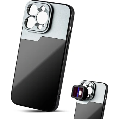 Afbeelding van MOJOGEAR 17mm lens case voor iPhone 13 Pro Schroefdraad macrolens, telelens, anamorphic of DOF adapter Stevig hoesje Zwart/Grijs