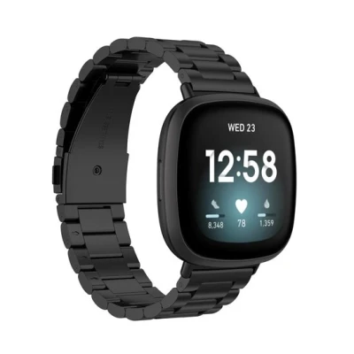 Afbeelding van Fitbit Versa 3/4 &amp; Sense 1/2 metalen schakelbandje Zwart