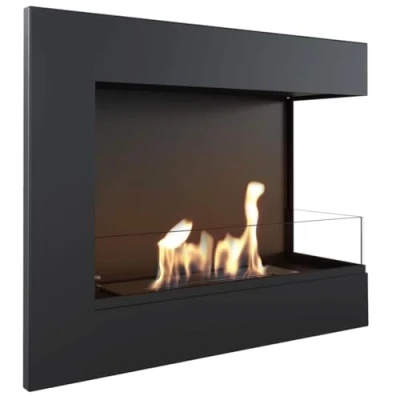 Afbeelding van KRATKI Delta hoekhaard 600 x 280 mm, wandhaard met 4 mm beglazing, ideaal voor open en moderne interieurs, TÜV gecertificeerd, Rheinland, opening rechts