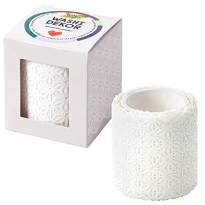 Afbeelding van Folia Decoratieve rand met washi bloemenmotief, wit/zwart
