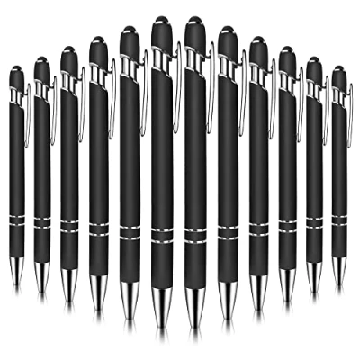 Afbeelding van Balpen 12 Stuks Intrekbare Touchscreen Pen 2 in 1 Capacitieve Pennen Zwart Inkt 1.0mm Kleur