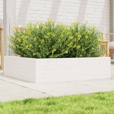 Afbeelding van Plantenbak 90x90x23 cm massief grenenhout wit