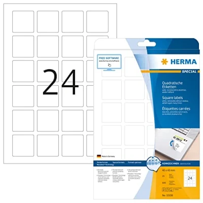 Image de Herma 10108 Étiquettes carrées movables/amovibles 40 x A4 600 pièces Blanc