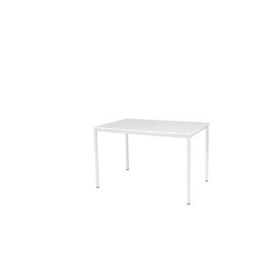 Afbeelding van Domino Basic bureautafel, vaste hoogte met 120x80cm krijtwit 25mm blad en wit (RAL9010) 4 poot frame