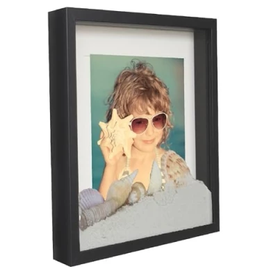 Afbeelding van 20 x 25 cm 3D box fotolijst met passe partout, 13 cm, zwart