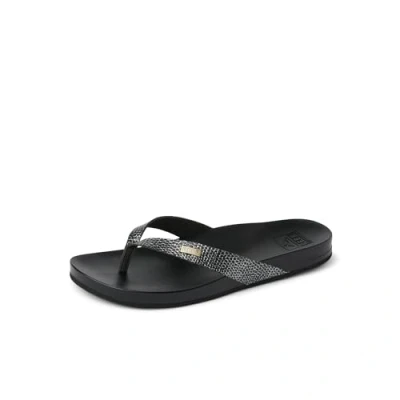 Afbeelding van Reef Cushion Court Teenslippers, Dames, Maat: 37.5, Black Leer
