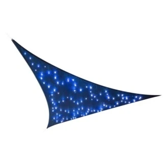 Afbeelding van Schaduwdoek driehoek Perel 3.6 x meter (Waterdoorlatend, Zonnepaneel, 100 LEDs, Donker Blauw)