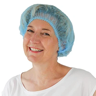Image de ARNOMED charlotte cheveux jetable, jetable bleu, aliemntaire 100 pièces, 52 cm, charlottes jetables cheveuxs pour la cuisine ou le dentiste, bonnnet hommes/femmes