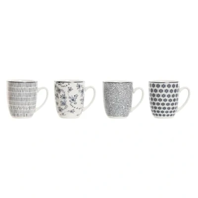 Afbeelding van Set van 4 mokken Home ESPRIT Blauw Wit Porselein 340 ml