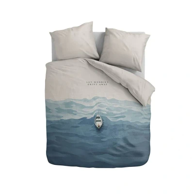 Afbeelding van Dekbedovertrek Drift Away Lits jumeaux (240x250 cm) Katoen satijn Landschap WitBlauw Fresh &amp; Co Ga naar Dekbed Discounter.nl