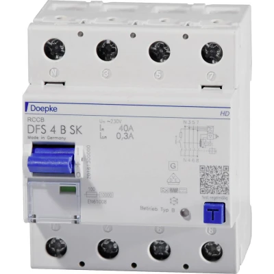 Afbeelding van Doepke 09136998HD DFS 4 040 4/0,30 B SK HD 4polig 40A Aardlekschakelaar polig 40 A 0.3 230 V, 400 V