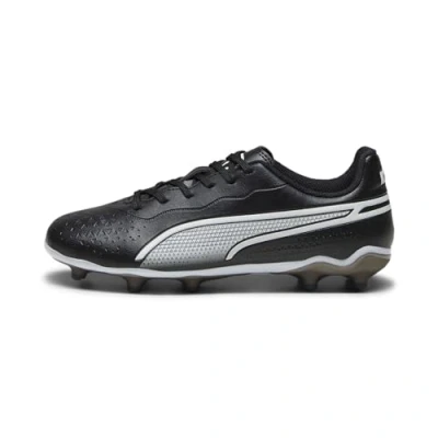Afbeelding van Puma KING Match FG/AG JR Unisex Voetbalschoenen met kunststof noppen voor kinderen, Maat: 33, Black/white Textiel/ synthetisch