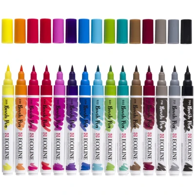 Afbeelding van Talens Ecoline Brush Pen, Etui Van 15 Stuks, Assorti Tekenstift