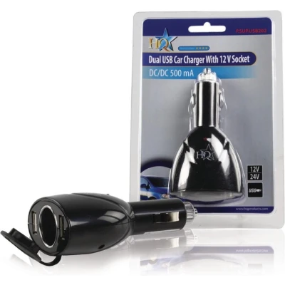 Afbeelding van Hq P. Sup. Usb202 Dubbele Usb Autolader Met 12 V Aansluiting