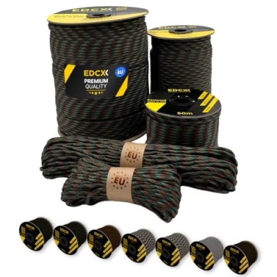 Afbeelding van EdcX 4 mm nylon paracord 550 (15, 30, 50, 100 en 300 m) type III, touw 100% nylon, 7 draads, in verschillende kleuren