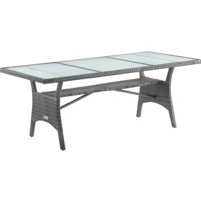 Afbeelding van Casaria Polyrattan Tafel Veiligheidsglasblad 190x90x74 cm Grijs