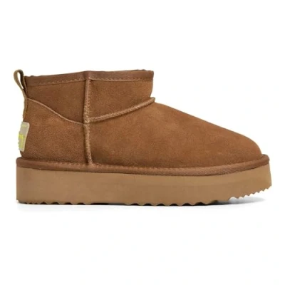 Afbeelding van Pepe Jeans Dissy Young Enkellaarsjes met plateauzool, Dames, Maat: 41, Tobacco brown Veloursleer