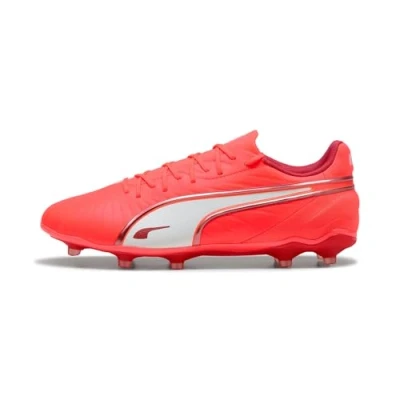 Afbeelding van Puma KING Match FG/AG Voetbalschoenen met kunststof noppen, Heren, Maat: 45, Glowing red/white/red fire Kunststof/ textiel