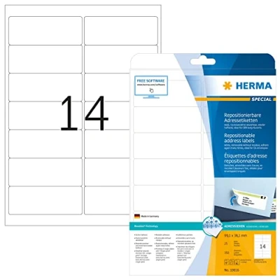 Afbeelding van Etiket HERMA 10016 99.1x38.1mm verwijderbaar wit 350stuks