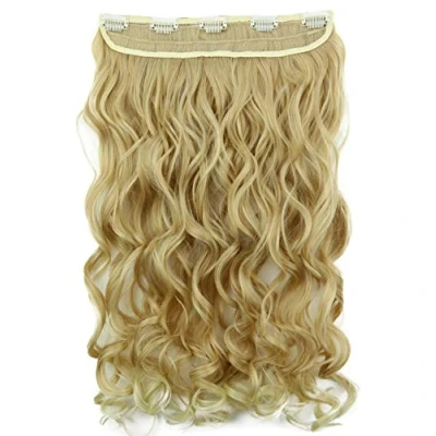 Afbeelding van PRETTYSHOP 55cm Clip In Extensies Haarextensies Haarstukje Golvend Blond Mix C54a 1